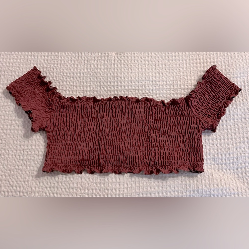 PINK crinkled swim top SM